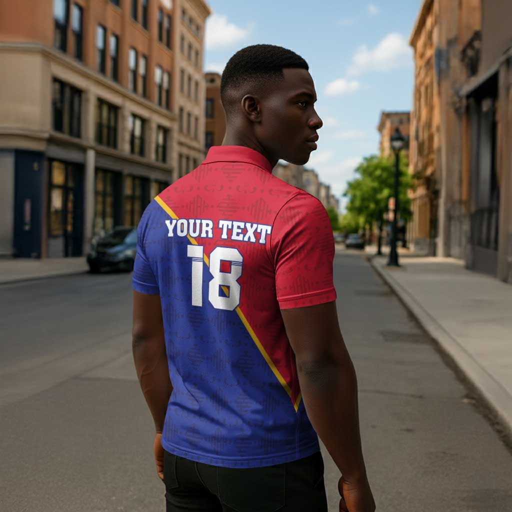 Custom Afro Haiti Football Zipper Polo Shirt Les Grenadiers