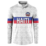 Custom Afro Haiti Football Button Sweatshirt Ekip Foutbol Ayiti
