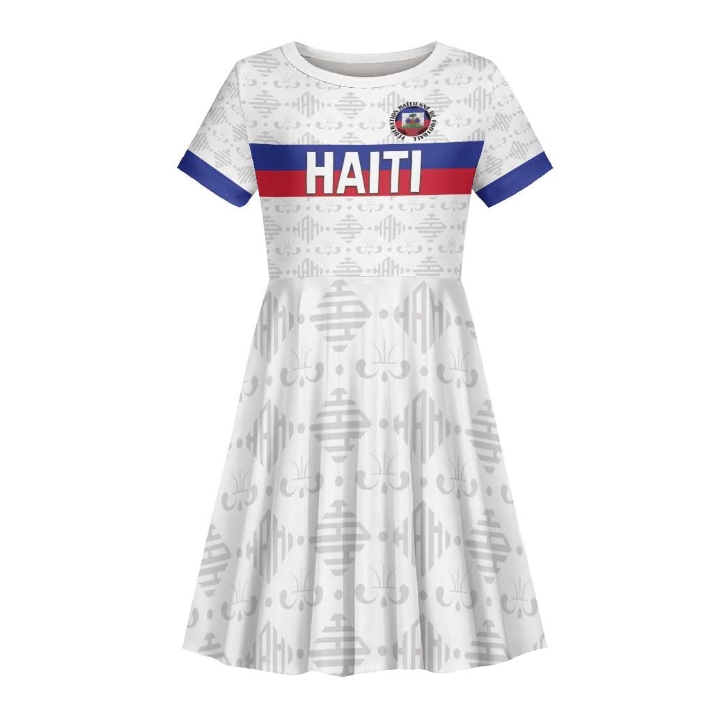 Custom Afro Haiti Football Kid Short Sleeve Dress Ekip Foutbol Ayiti - African Pride