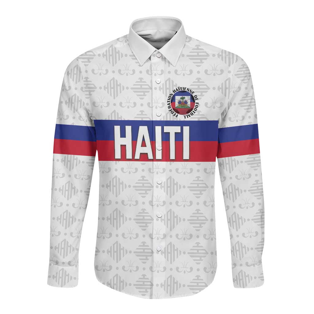 Custom Afro Haiti Football Long Sleeve Button Shirt Ekip Foutbol Ayiti - African Pride