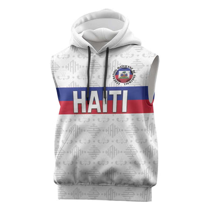 Custom Afro Haiti Football Sleeveless Hoodie Ekip Foutbol Ayiti - African Pride