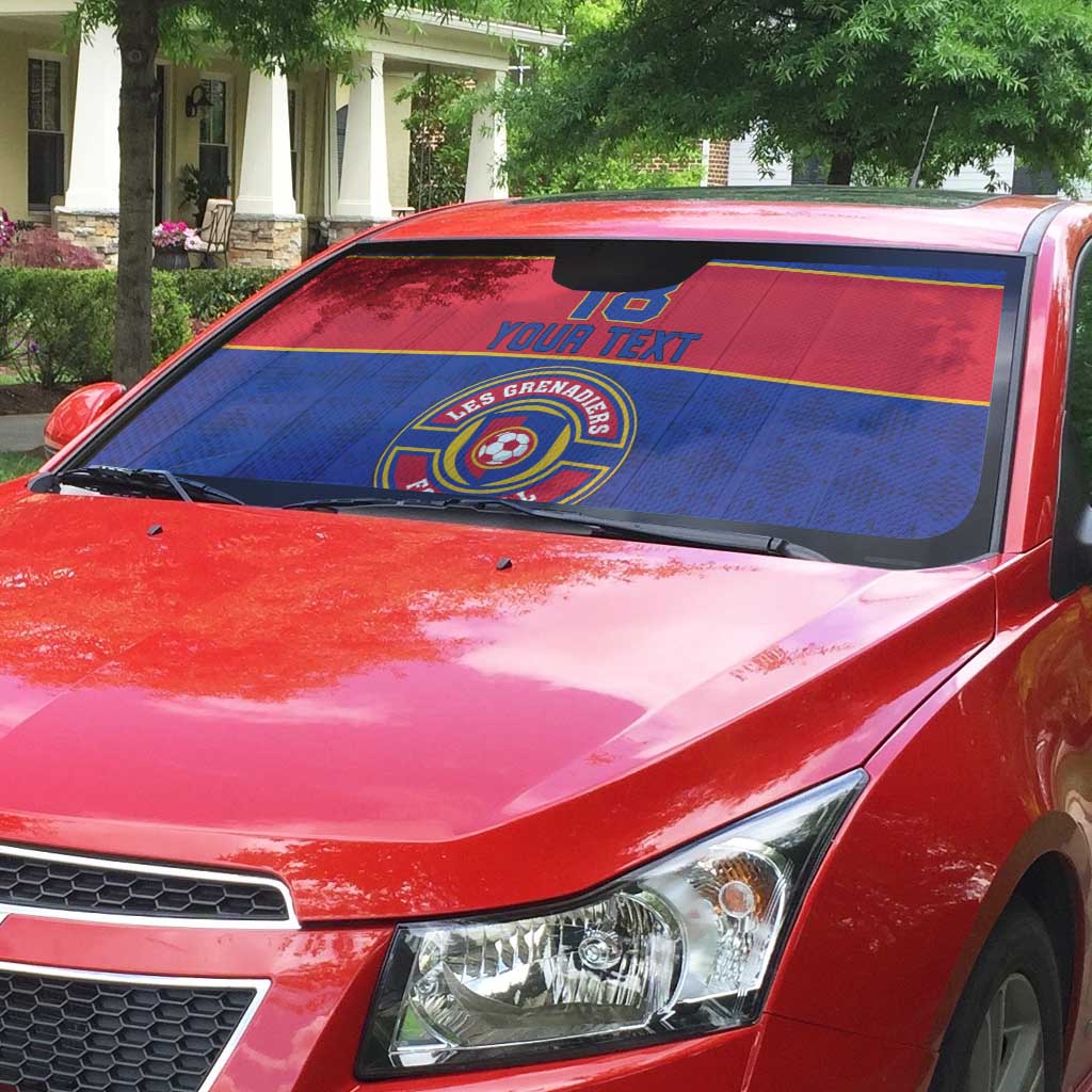 Custom Afro Haiti Football Auto Sun Shade Le Rouge et Bleu Sporty Style