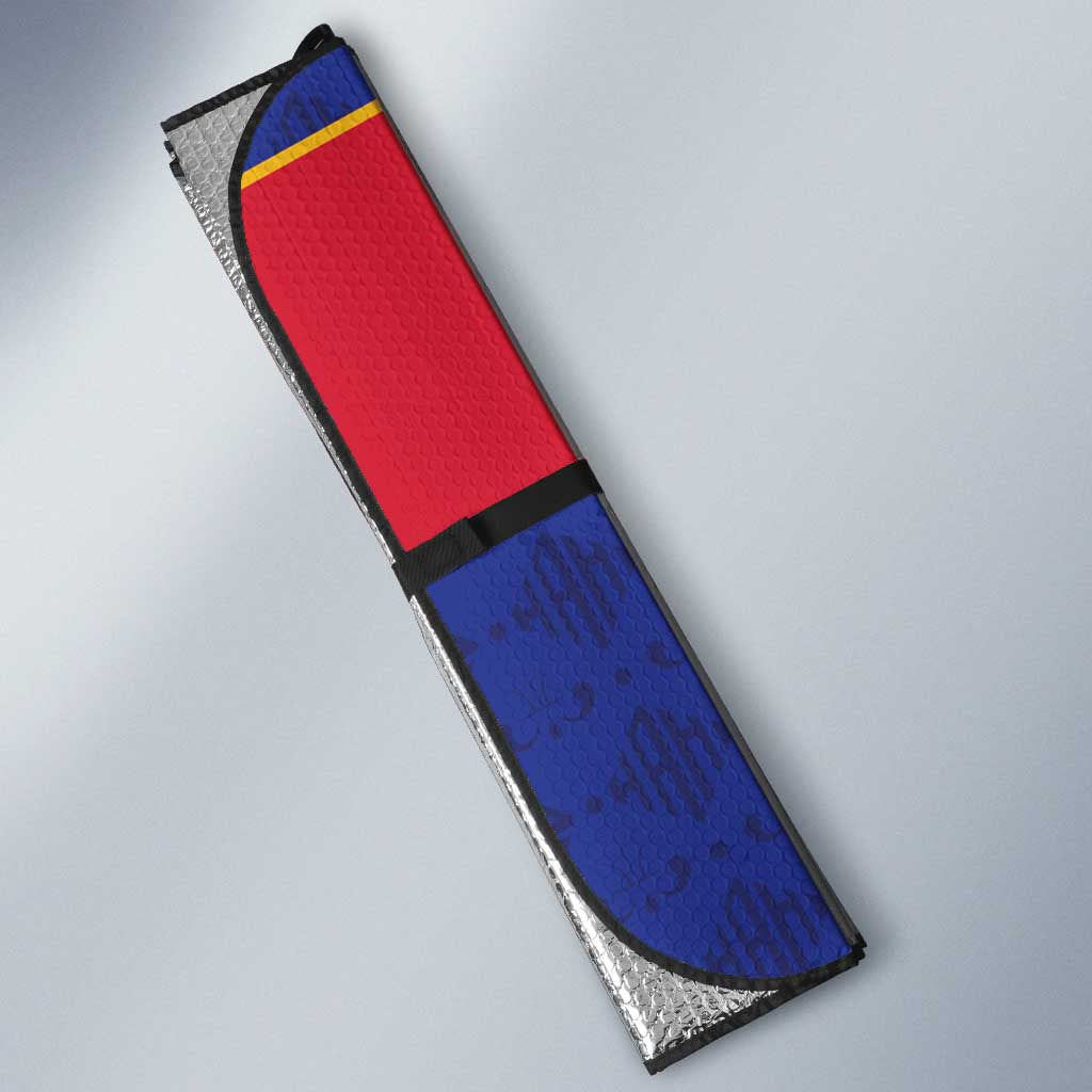 Custom Afro Haiti Football Auto Sun Shade Le Rouge et Bleu Sporty Style