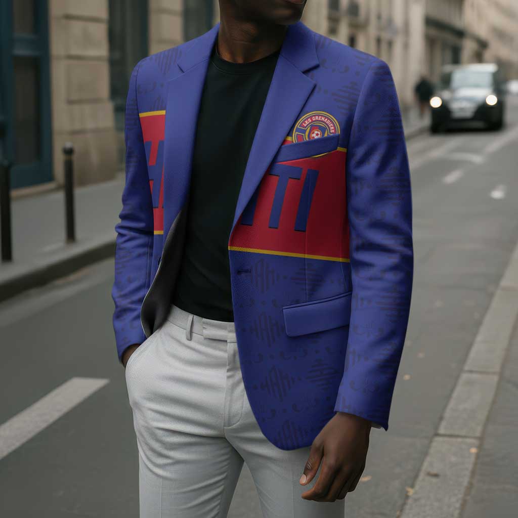 Custom Afro Haiti Football Blazer Le Rouge et Bleu Sporty Style