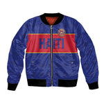 Custom Afro Haiti Football Bomber Jacket Le Rouge et Bleu Sporty Style - African Pride