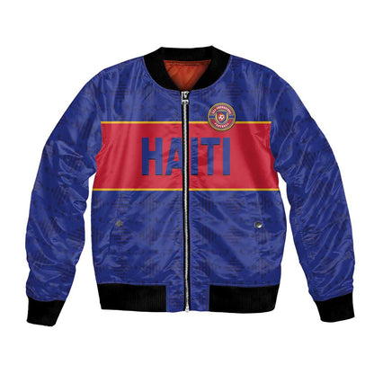 Custom Afro Haiti Football Bomber Jacket Le Rouge et Bleu Sporty Style - African Pride