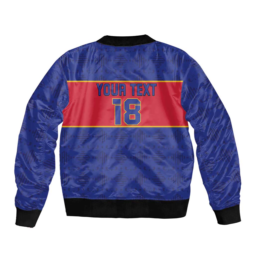 Custom Afro Haiti Football Bomber Jacket Le Rouge et Bleu Sporty Style - African Pride
