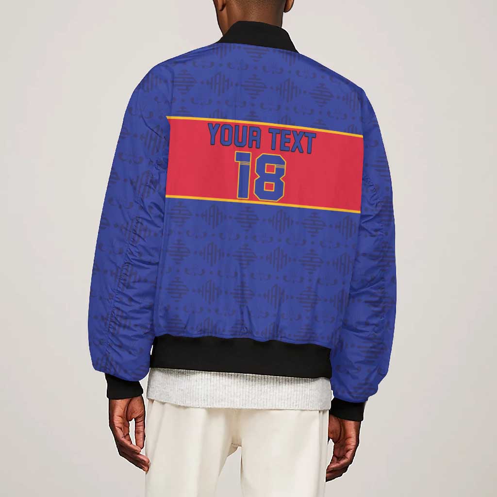 Custom Afro Haiti Football Bomber Jacket Le Rouge et Bleu Sporty Style - African Pride