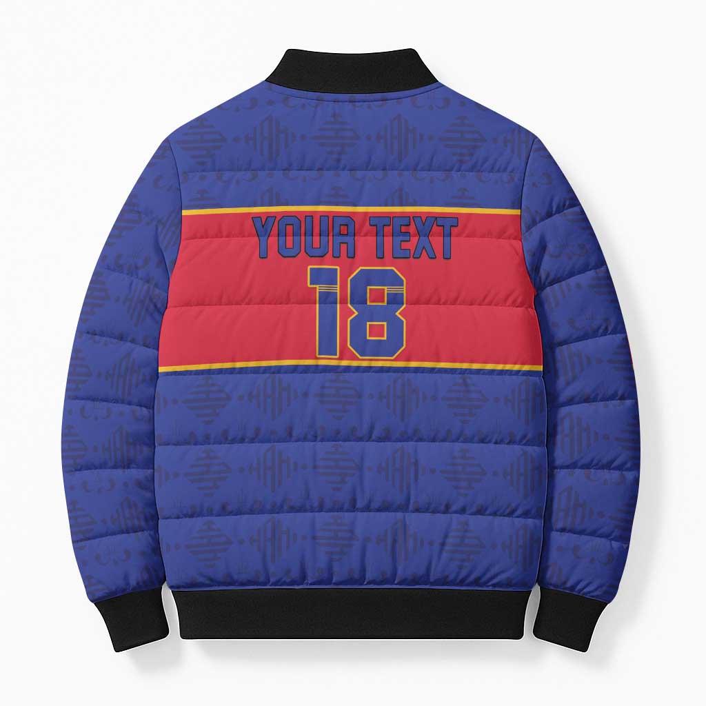 Custom Afro Haiti Football Bomber Puffer Jacket Le Rouge et Bleu Sporty Style