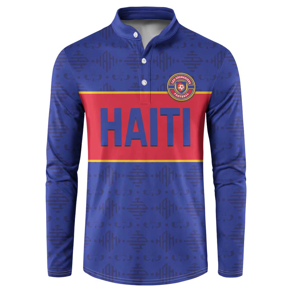 Custom Afro Haiti Football Button Sweatshirt Le Rouge et Bleu Sporty Style