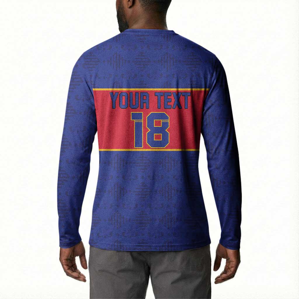 Custom Afro Haiti Football Button Sweatshirt Le Rouge et Bleu Sporty Style