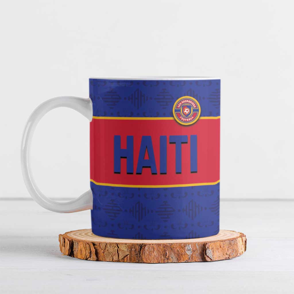 Custom Afro Haiti Football Ceramic Mug Le Rouge et Bleu Sporty Style