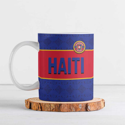 Custom Afro Haiti Football Ceramic Mug Le Rouge et Bleu Sporty Style