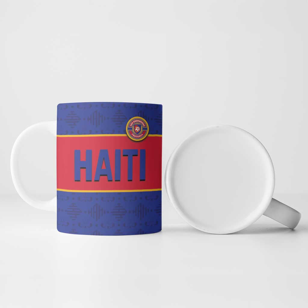 Custom Afro Haiti Football Ceramic Mug Le Rouge et Bleu Sporty Style