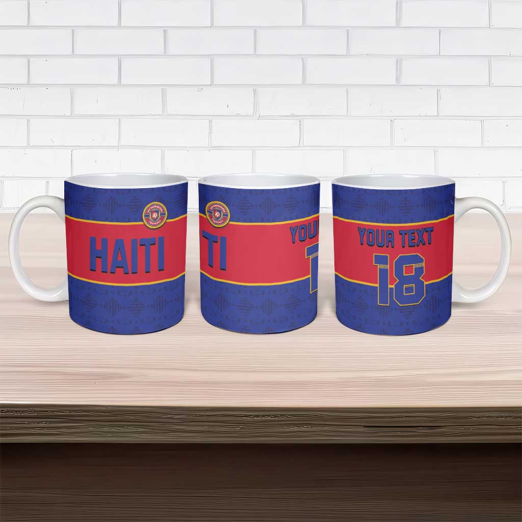 Custom Afro Haiti Football Ceramic Mug Le Rouge et Bleu Sporty Style
