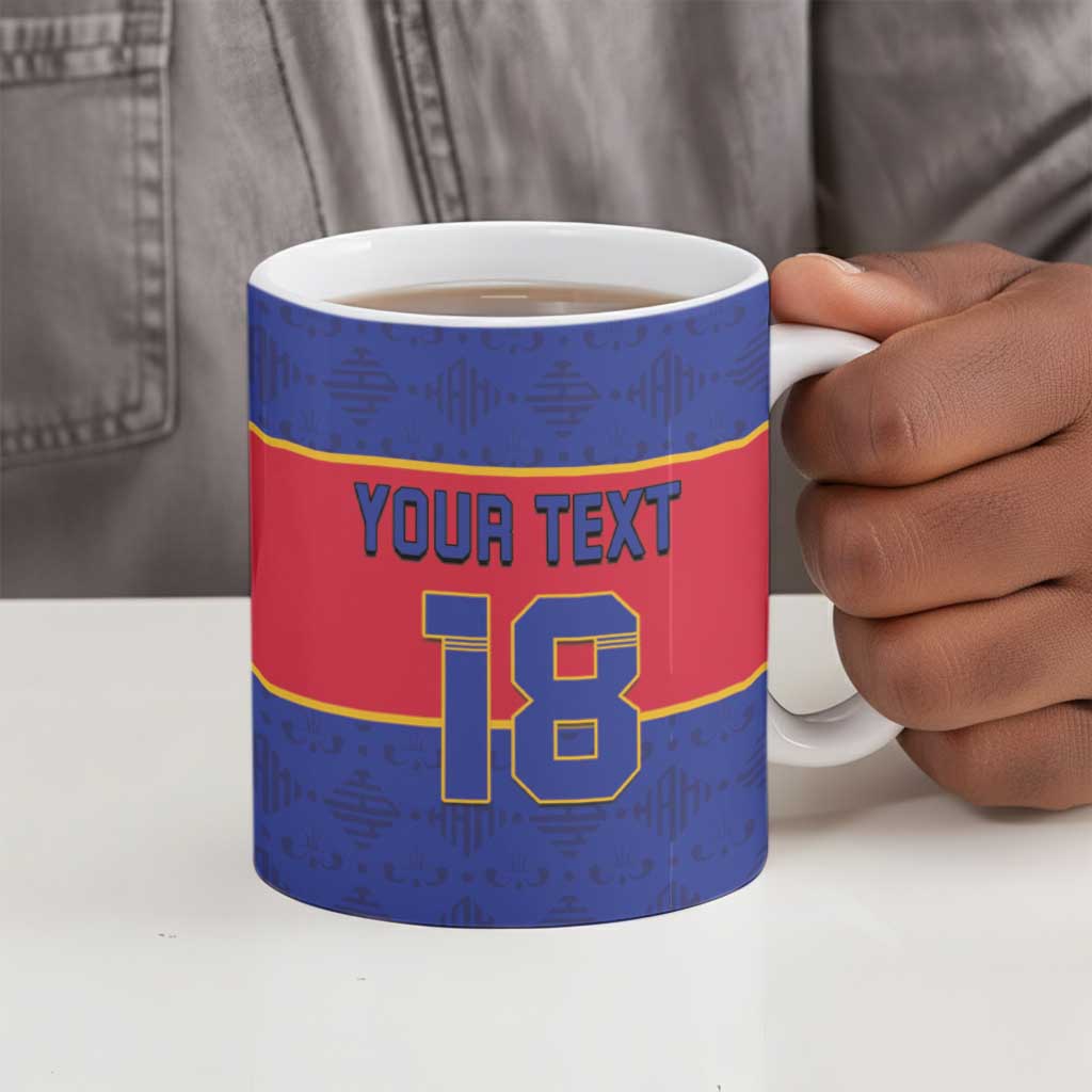 Custom Afro Haiti Football Ceramic Mug Le Rouge et Bleu Sporty Style