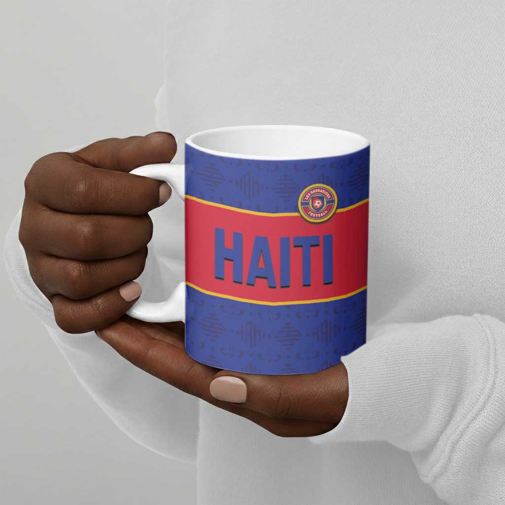 Custom Afro Haiti Football Ceramic Mug Le Rouge et Bleu Sporty Style