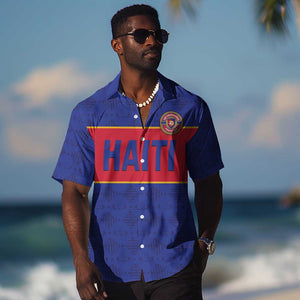 Custom Afro Haiti Football Hawaiian Shirt Le Rouge et Bleu Sporty Style - African Pride