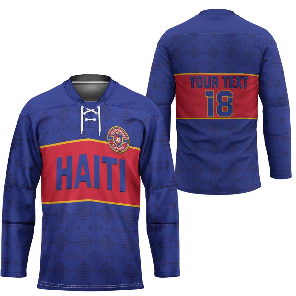 Custom Afro Haiti Football Hockey Jersey Le Rouge et Bleu Sporty Style