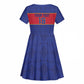Custom Afro Haiti Football Kid Short Sleeve Dress Le Rouge et Bleu Sporty Style - African Pride