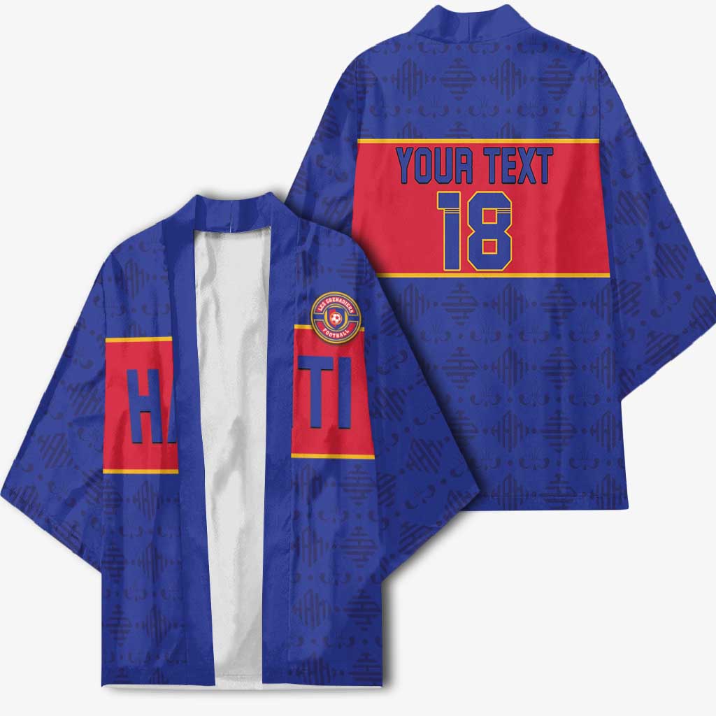 Custom Afro Haiti Football Kimono Le Rouge et Bleu Sporty Style