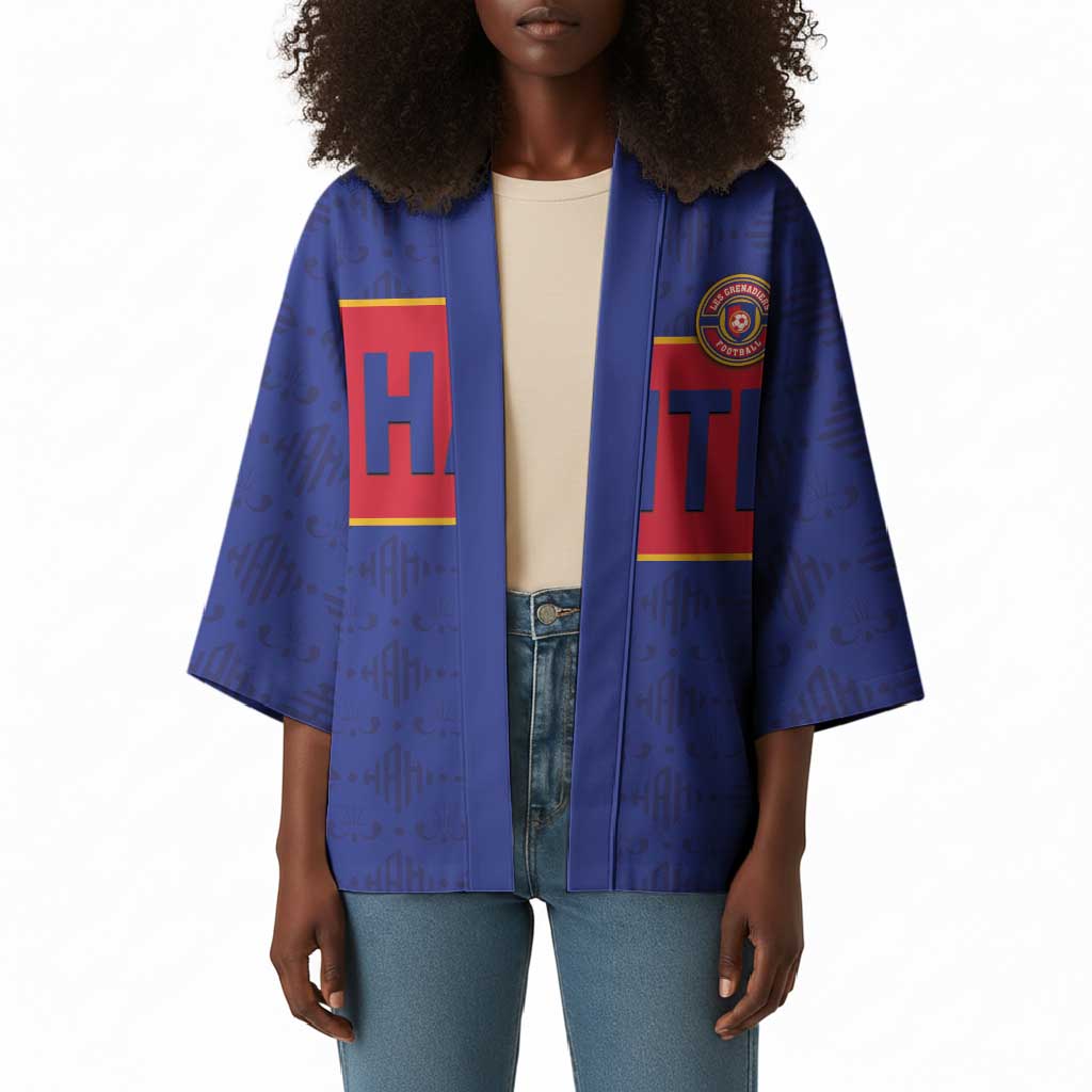 Custom Afro Haiti Football Kimono Le Rouge et Bleu Sporty Style