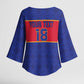 Custom Afro Haiti Football Kimono Sleeve Blouse Le Rouge et Bleu Sporty Style