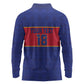 Custom Afro Haiti Football Long Sleeve Polo Shirt Le Rouge et Bleu Sporty Style - African Pride