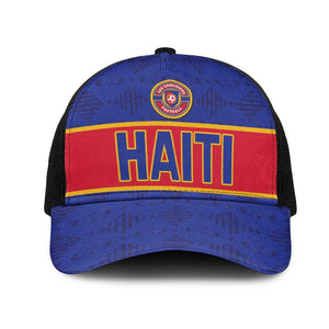 Afro Haiti Football Mesh Trucker Cap Le Rouge et Bleu Sporty Style - African Pride