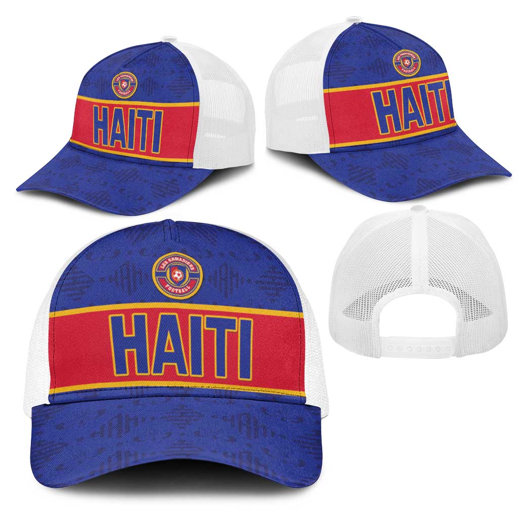 Afro Haiti Football Mesh Trucker Cap Le Rouge et Bleu Sporty Style - African Pride