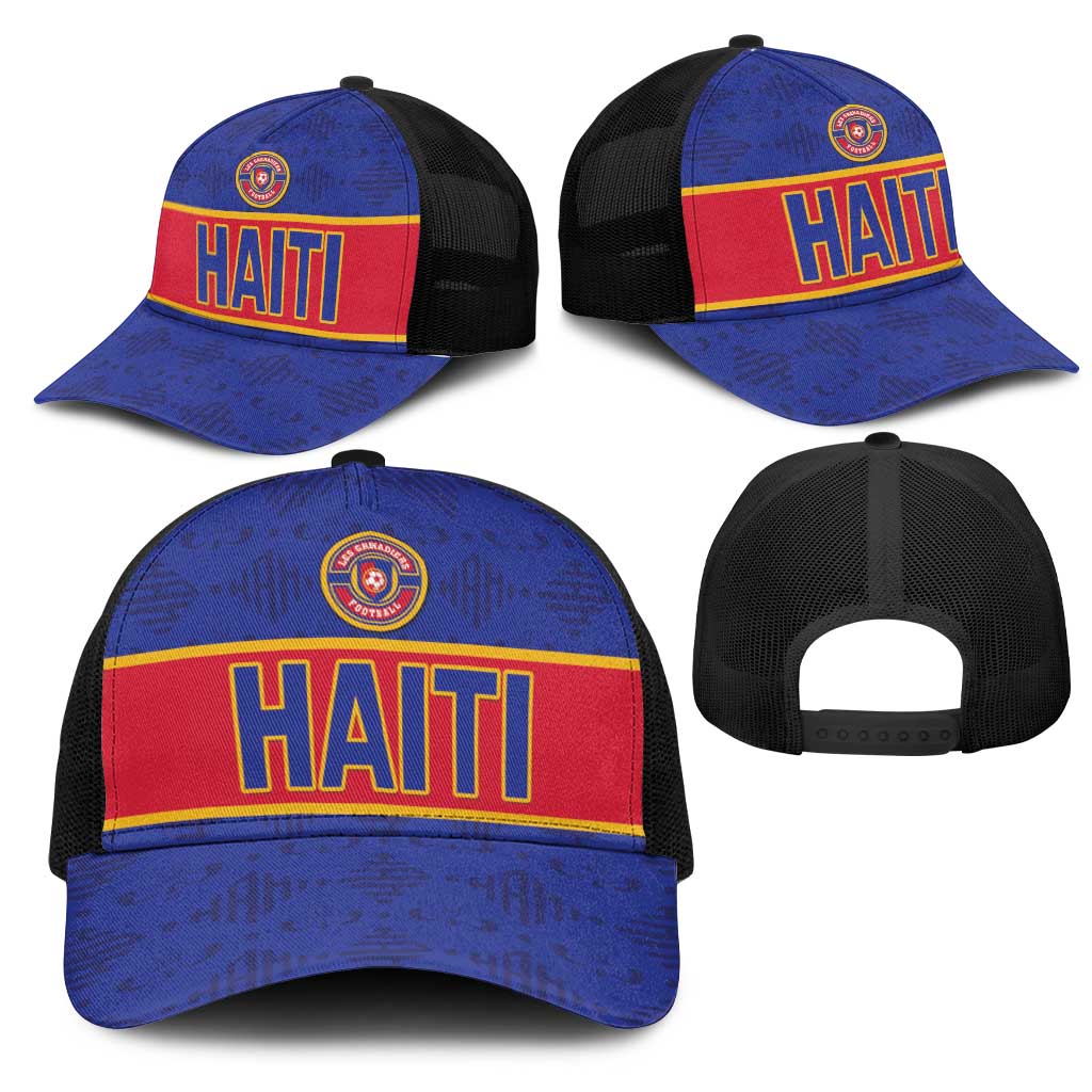 Afro Haiti Football Mesh Trucker Cap Le Rouge et Bleu Sporty Style - African Pride
