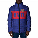 Custom Afro Haiti Football Padded Jacket Le Rouge et Bleu Sporty Style