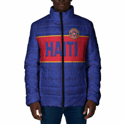 Custom Afro Haiti Football Padded Jacket Le Rouge et Bleu Sporty Style