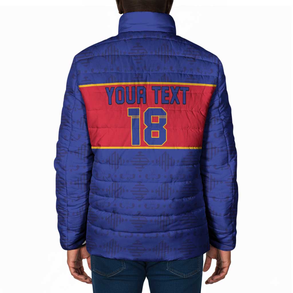 Custom Afro Haiti Football Padded Jacket Le Rouge et Bleu Sporty Style