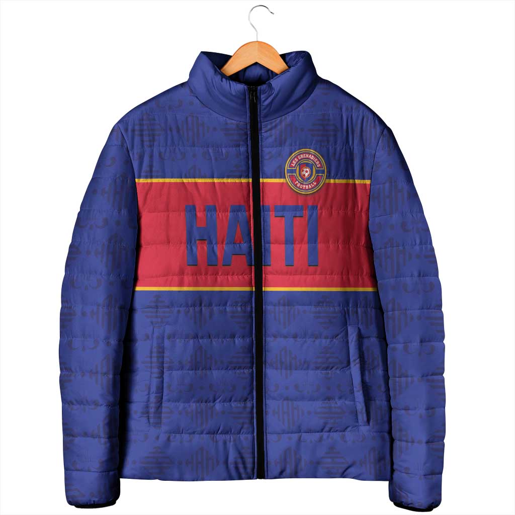 Custom Afro Haiti Football Padded Jacket Le Rouge et Bleu Sporty Style