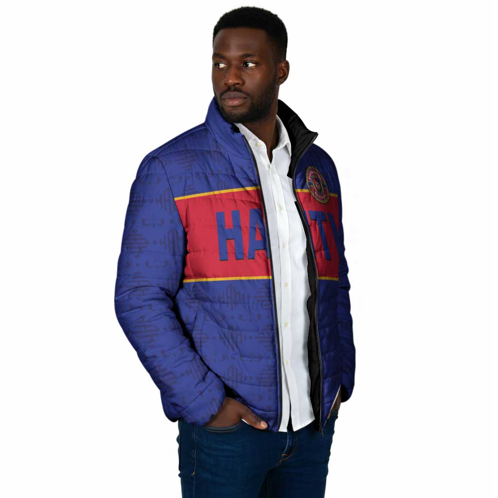 Custom Afro Haiti Football Padded Jacket Le Rouge et Bleu Sporty Style