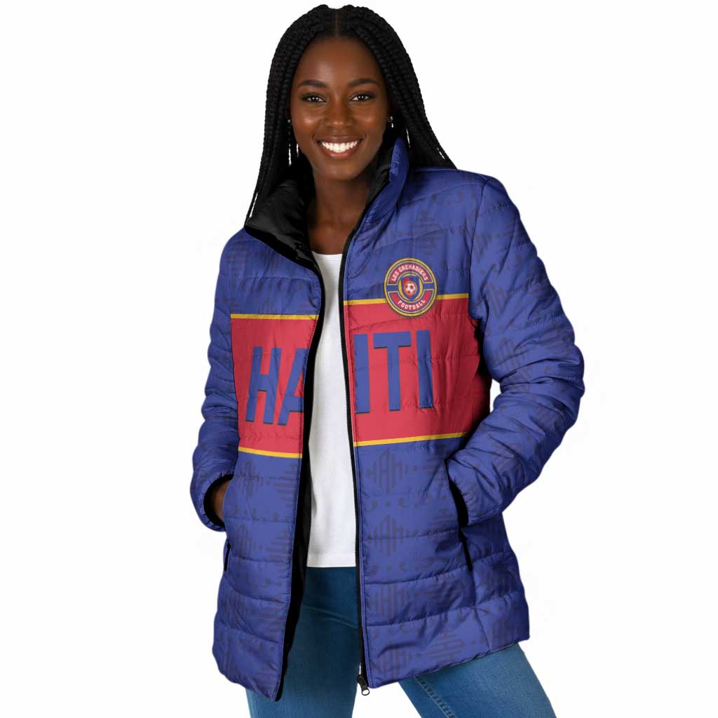 Custom Afro Haiti Football Padded Jacket Le Rouge et Bleu Sporty Style