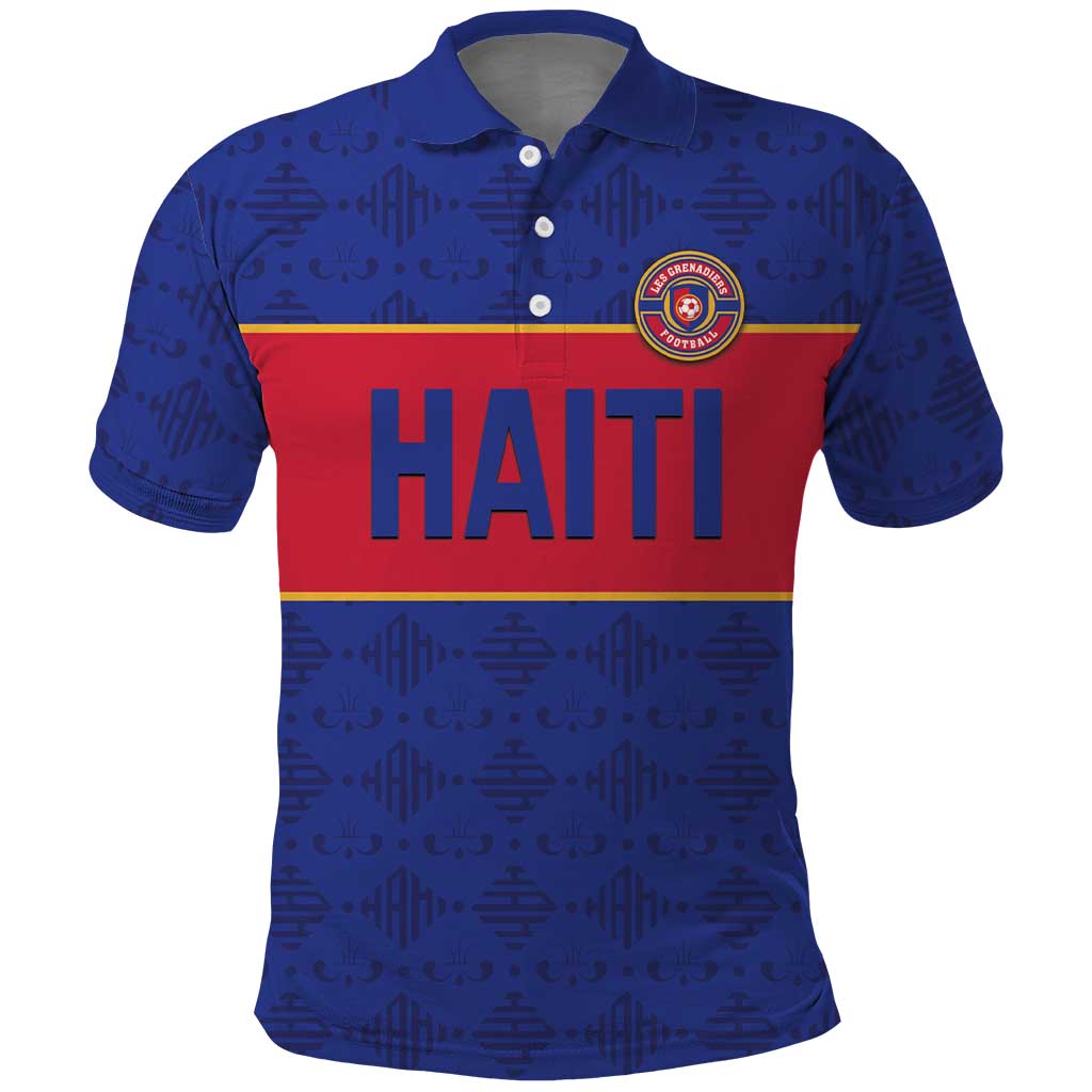 Custom Afro Haiti Football Polo Shirt Le Rouge et Bleu Sporty Style - African Pride