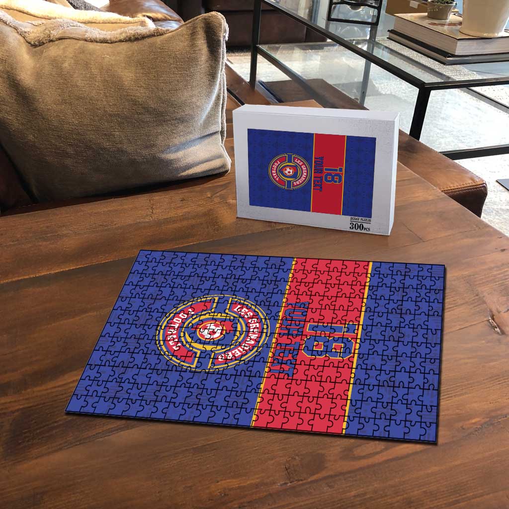 Custom Afro Haiti Football Puzzle Le Rouge et Bleu Sporty Style