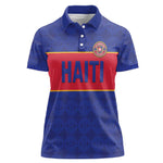 Custom Afro Haiti Football Women Polo Shirt Le Rouge et Bleu Sporty Style - African Pride