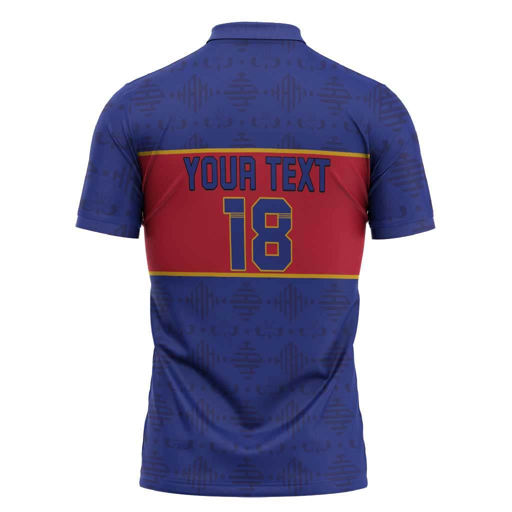 Custom Afro Haiti Football Zipper Polo Shirt Le Rouge et Bleu Sporty Style