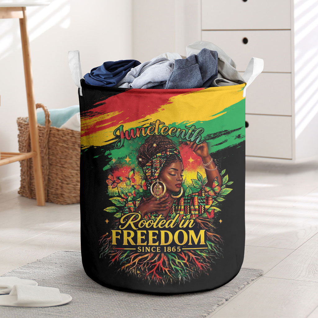 Juneteenth Rooted in Freedom Laundry Basket Black Pride African Queen