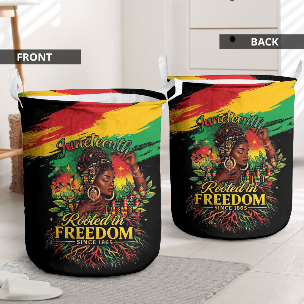 Juneteenth Rooted in Freedom Laundry Basket Black Pride African Queen