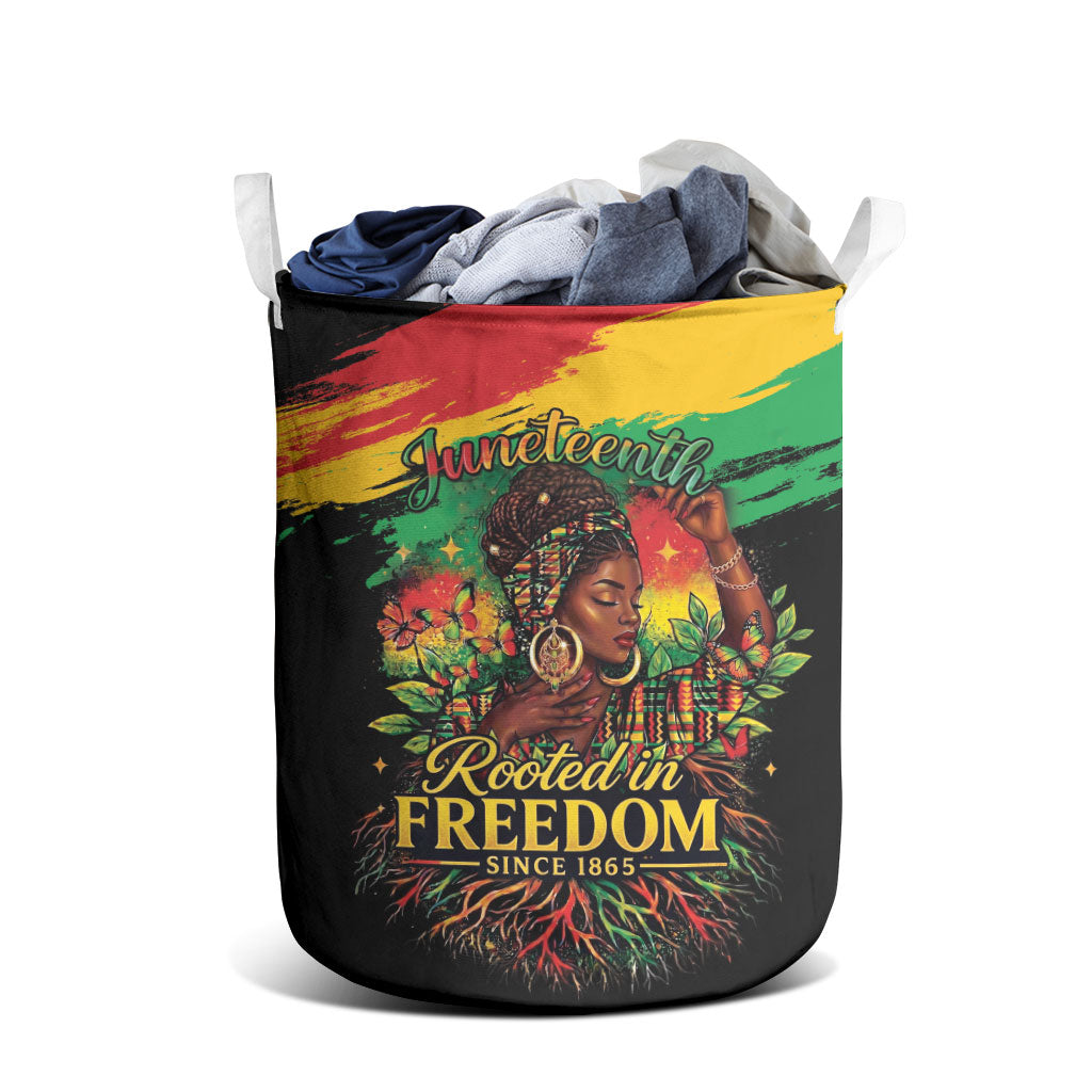 Juneteenth Rooted in Freedom Laundry Basket Black Pride African Queen