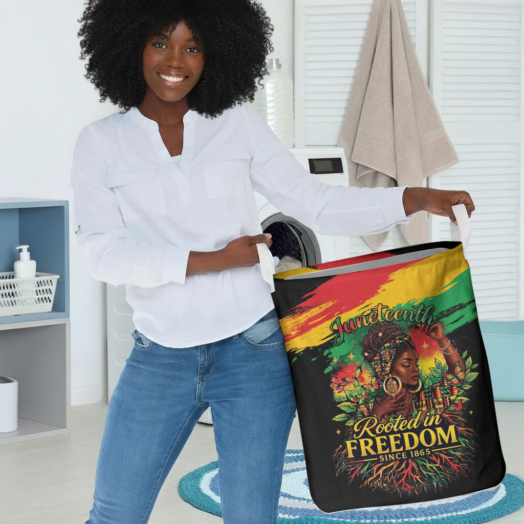 Juneteenth Rooted in Freedom Laundry Basket Black Pride African Queen