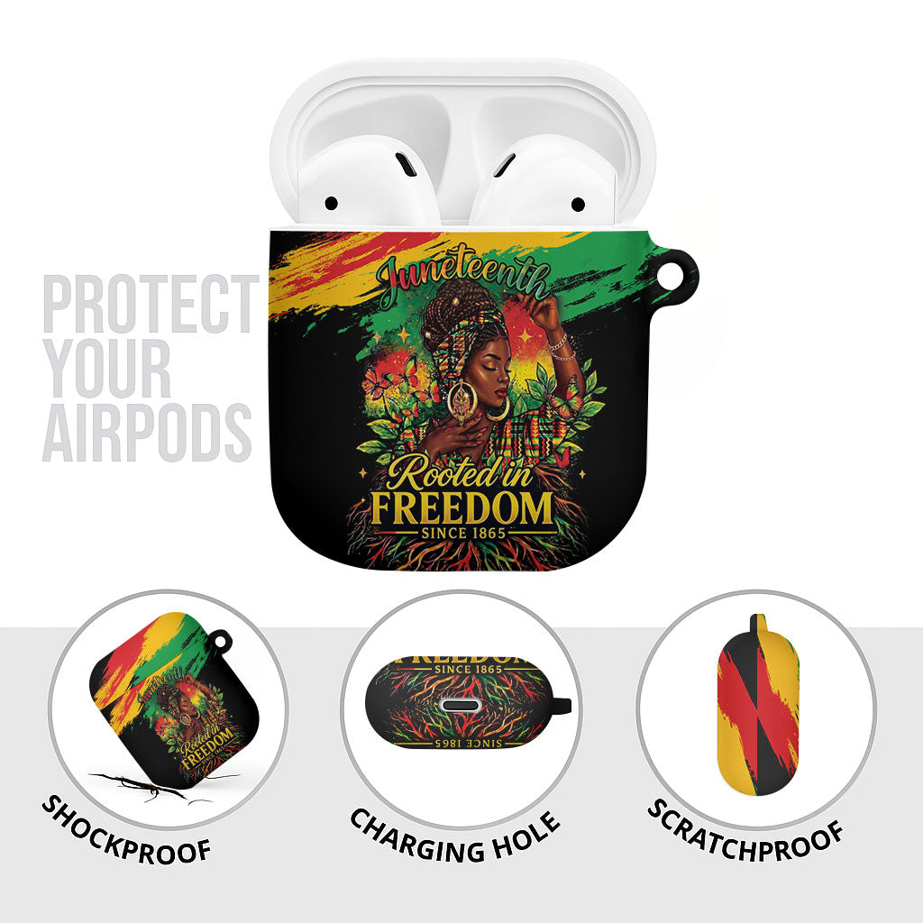 Juneteenth Rooted in Freedom AirPods Case Black Pride African Queen