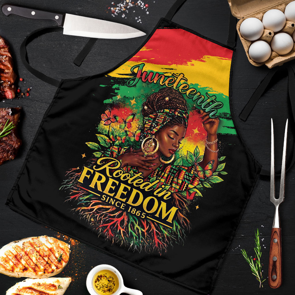 Juneteenth Rooted in Freedom Apron Black Pride African Queen