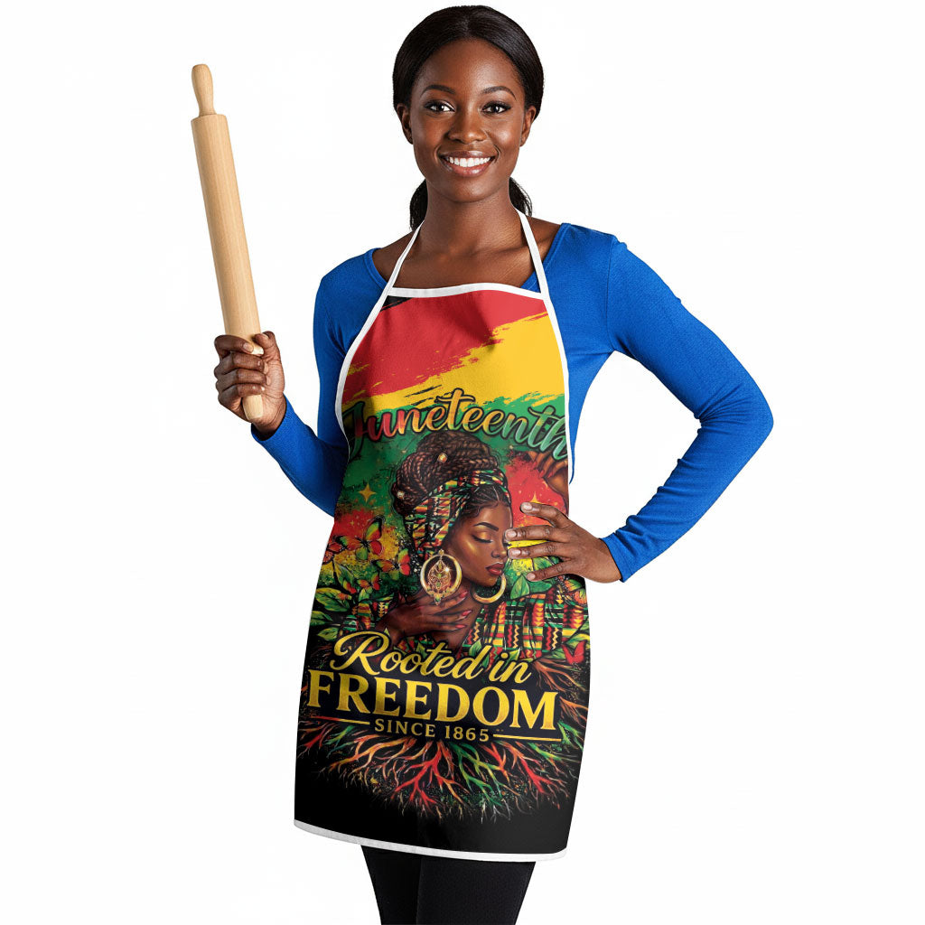 Juneteenth Rooted in Freedom Apron Black Pride African Queen