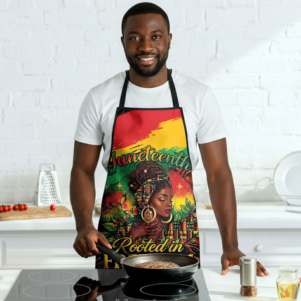 Juneteenth Rooted in Freedom Apron Black Pride African Queen
