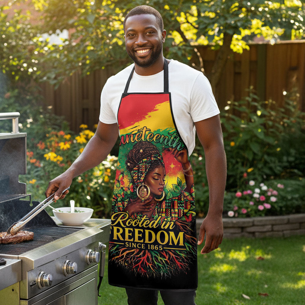 Juneteenth Rooted in Freedom Apron Black Pride African Queen